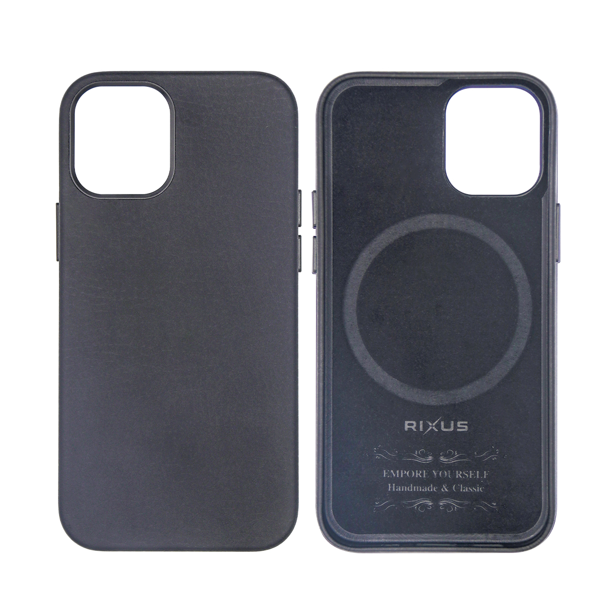 Rixus For iPhone 15 Classic 02 Case With MagSafe Black