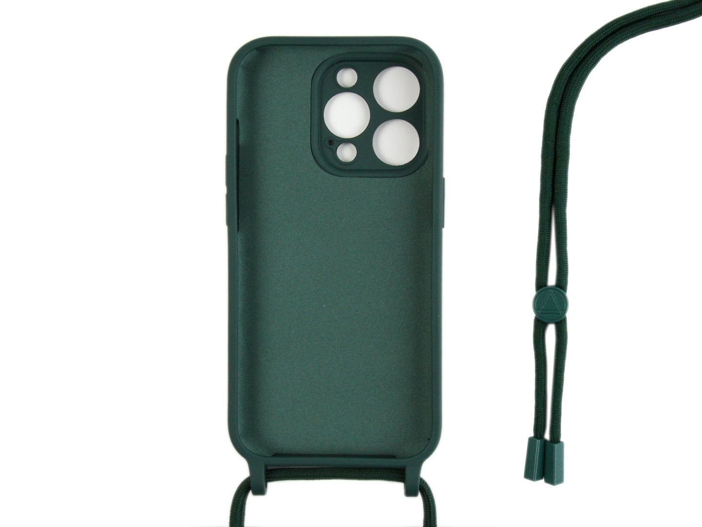 Rixus For iPhone 14 Pro TPU Necklace Cord Cover Dark Green