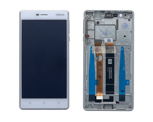 Nokia 3 Display And Digitizer With Frame White OEM