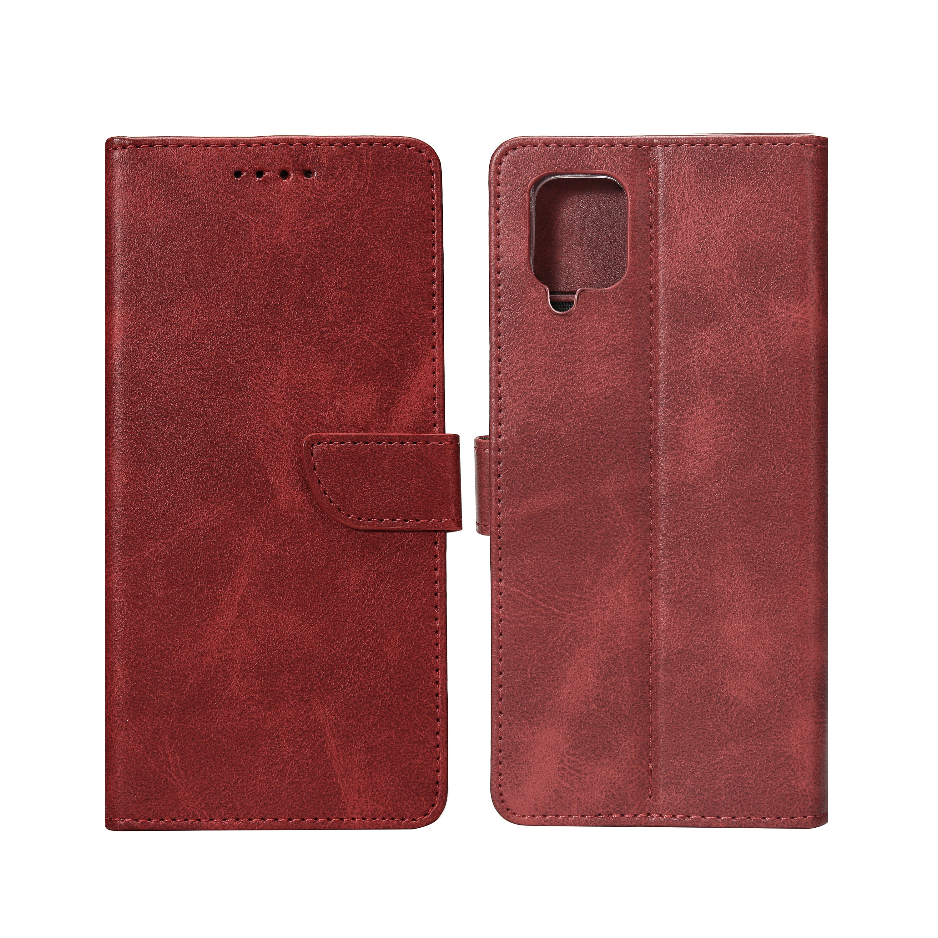 Rixus Bookcase For Samsung Galaxy A12 A125F Dark Red