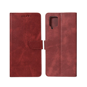 Rixus Bookcase For Samsung Galaxy A12 A125F Dark Red