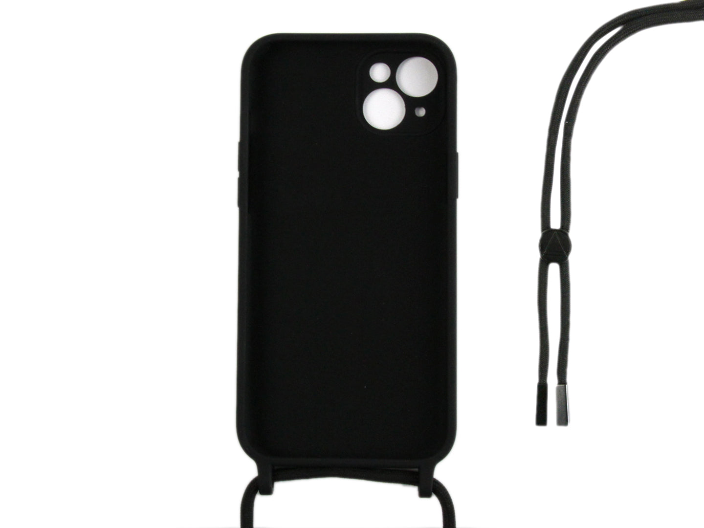 Rixus For iPhone 14 Plus TPU Necklace Cord Cover Black
