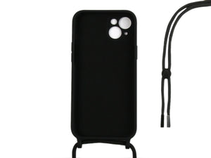 Rixus For iPhone 14 Plus TPU Necklace Cord Cover Black