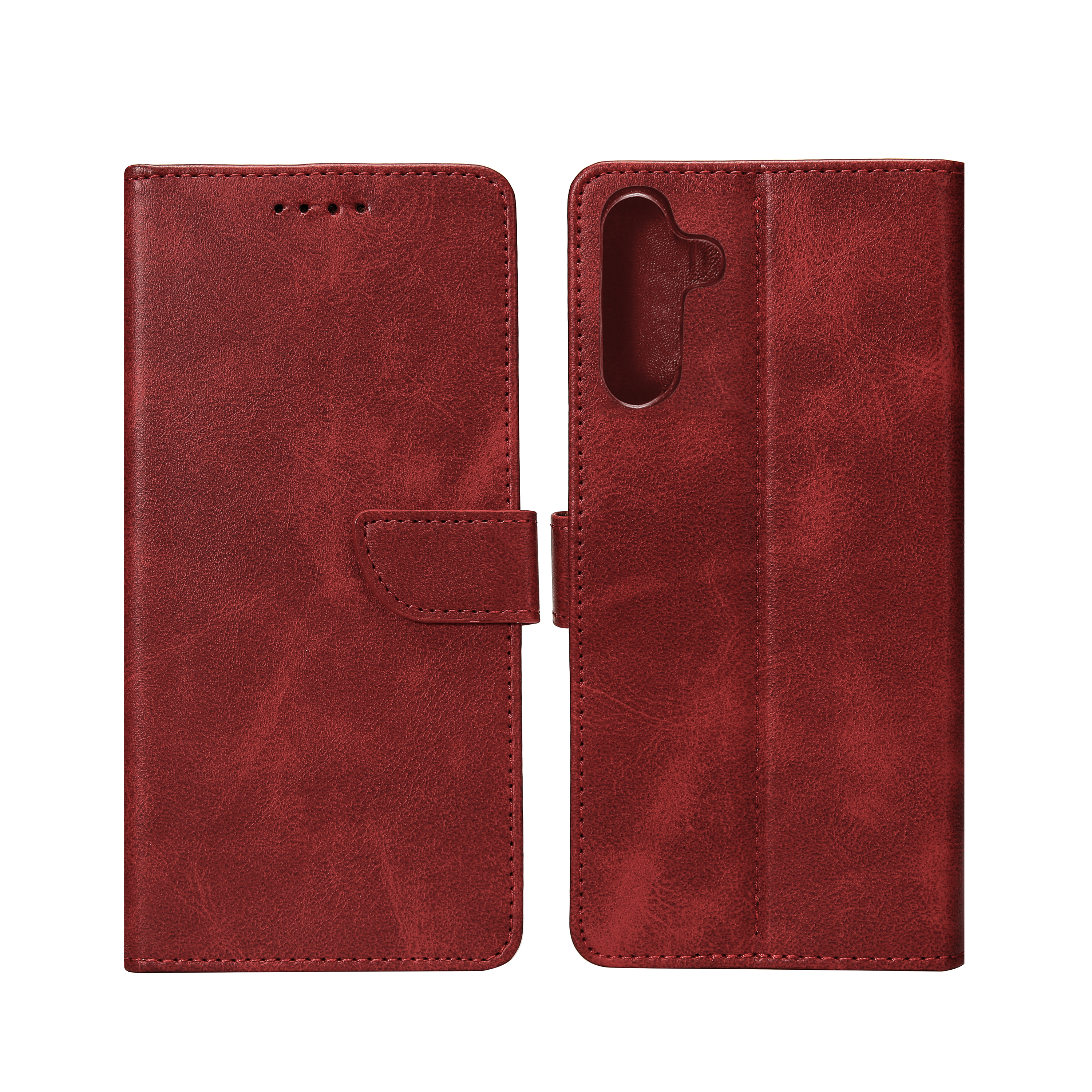 Rixus Bookcase For Samsung Galaxy A55 5G A556B Dark Red