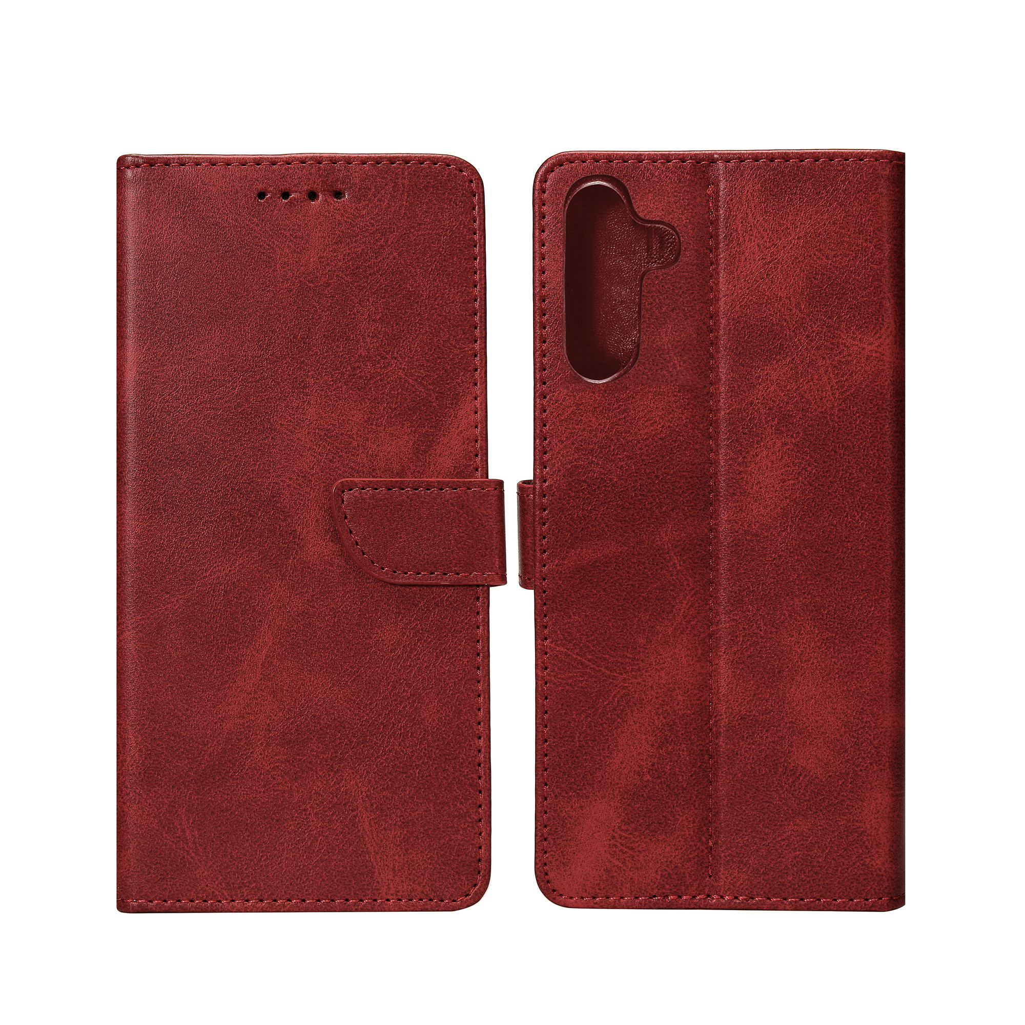 Rixus Bookcase For Samsung Galaxy A55 5G A556B Dark Red