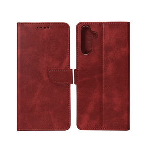 Rixus Bookcase For Samsung Galaxy A55 5G A556B Dark Red