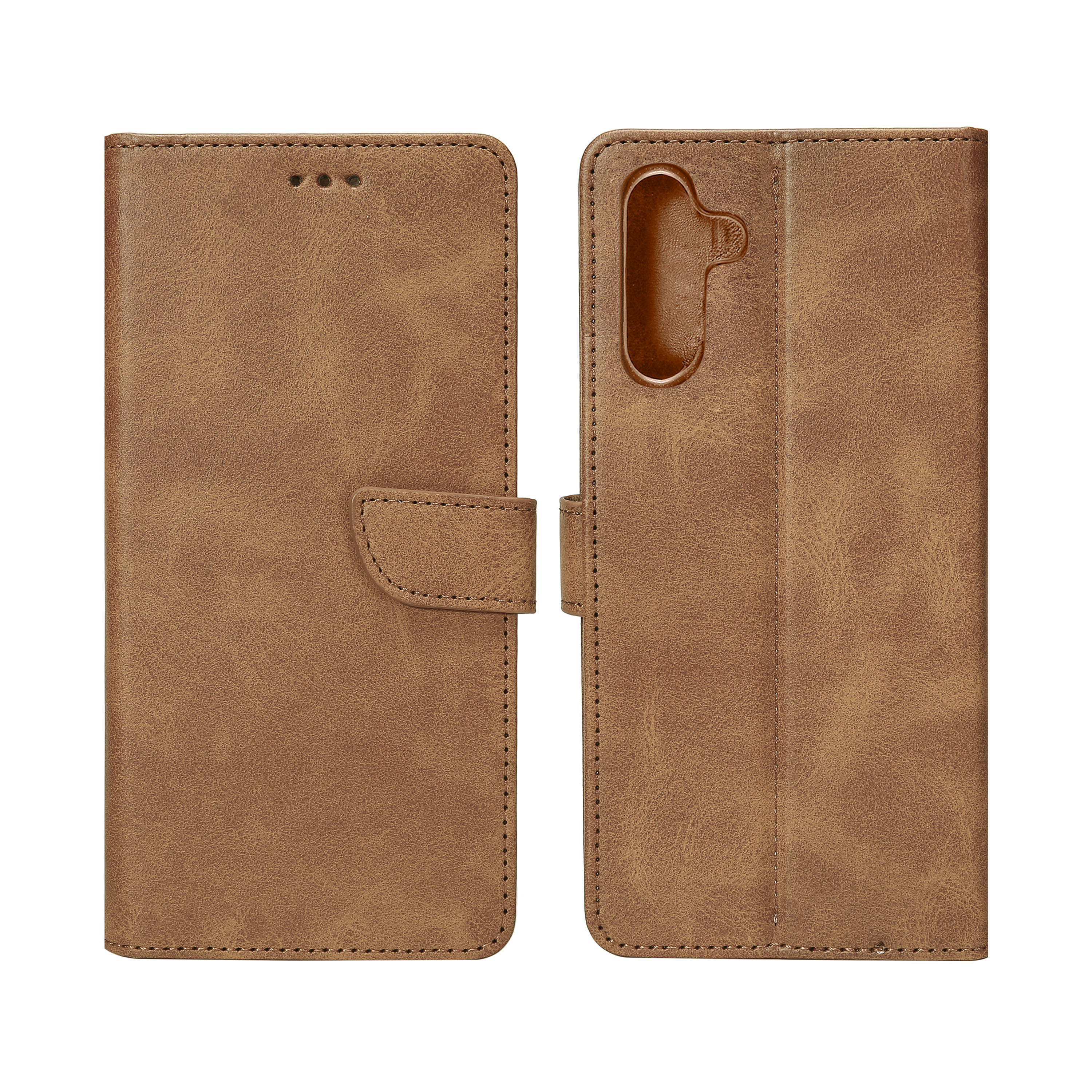 Rixus Bookcase For Samsung Galaxy A55 5G A556B Light Brown