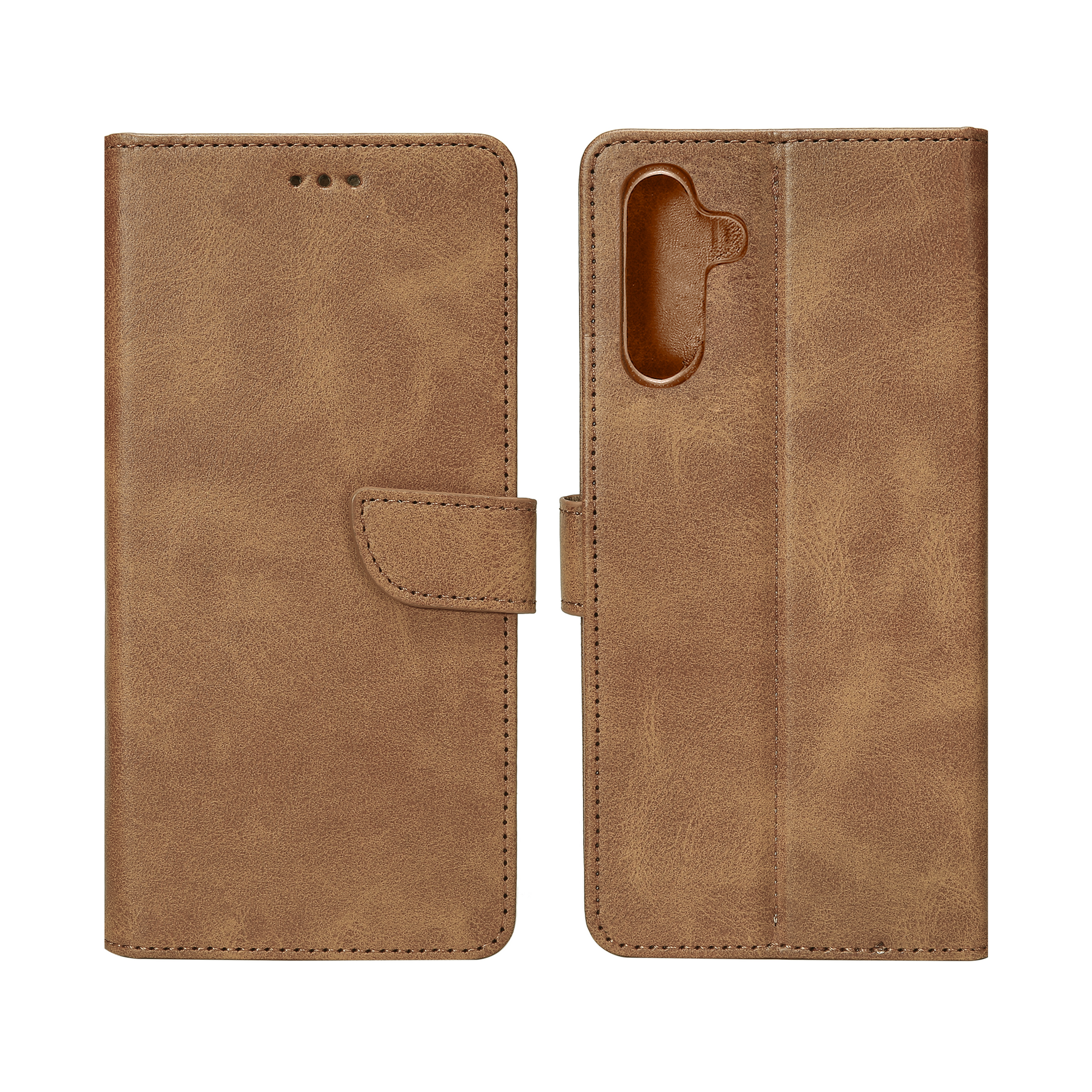 Rixus Bookcase For Samsung Galaxy A55 5G A556B Light Brown