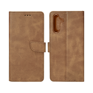 Rixus Bookcase For Samsung Galaxy A55 5G A556B Light Brown