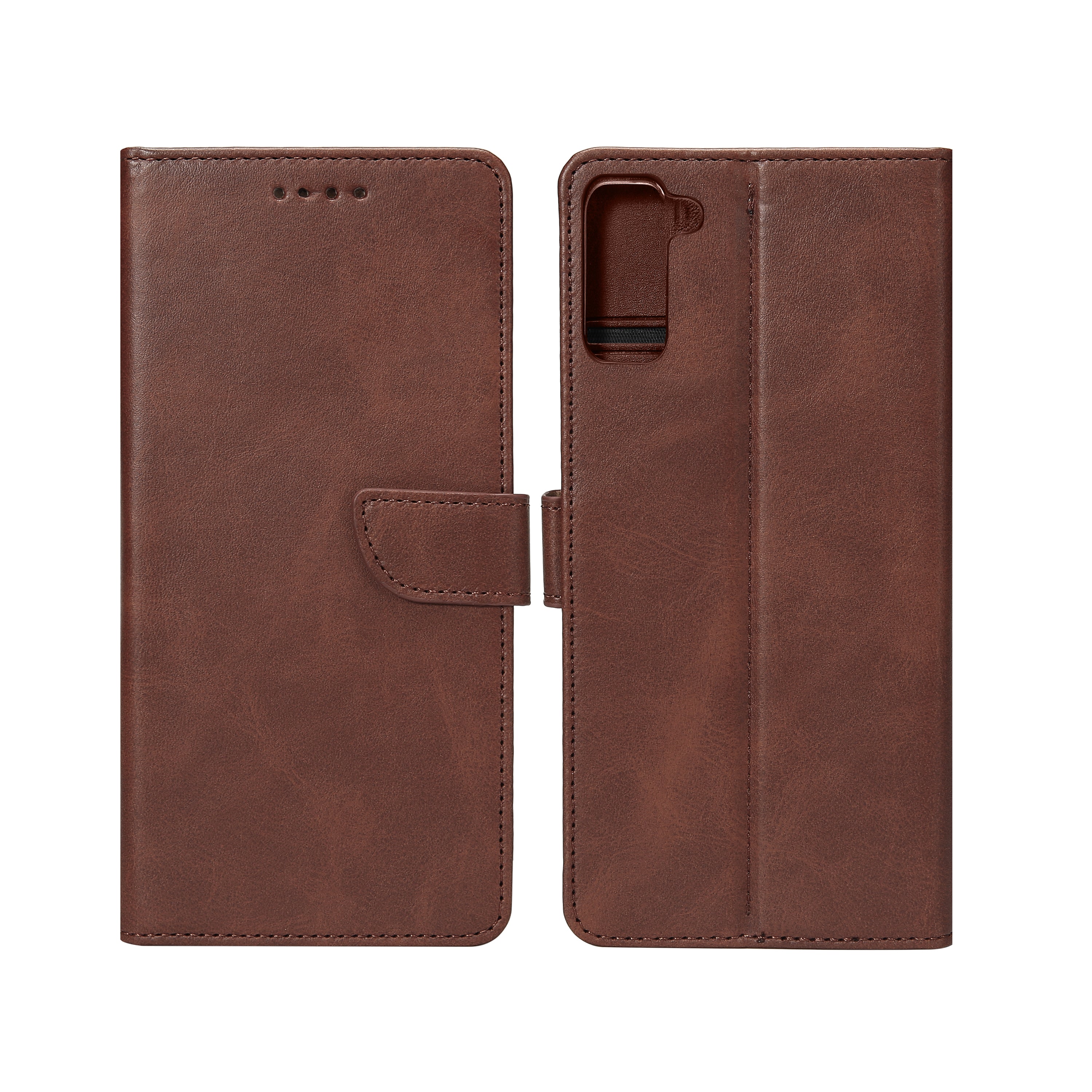 Rixus Bookcase For Samsung Galaxy S21 FE G990B Brown