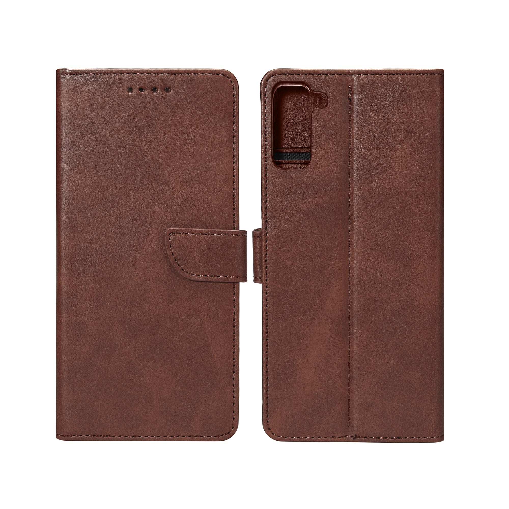 Rixus Bookcase For Samsung Galaxy S21 FE G990B Brown