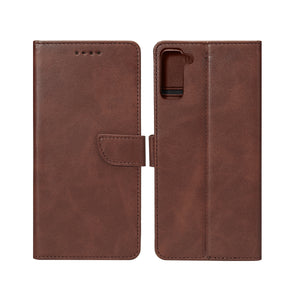 Rixus Bookcase For Samsung Galaxy S21 FE G990B Brown
