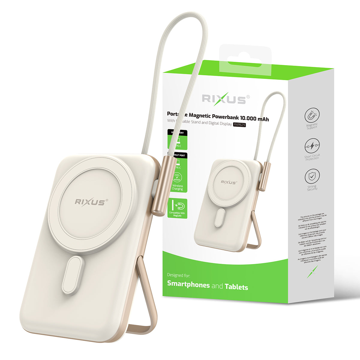 Rixus RXPB37 Portable Magnetic Powerbank 10.000 mAh With Stand Rose Gold