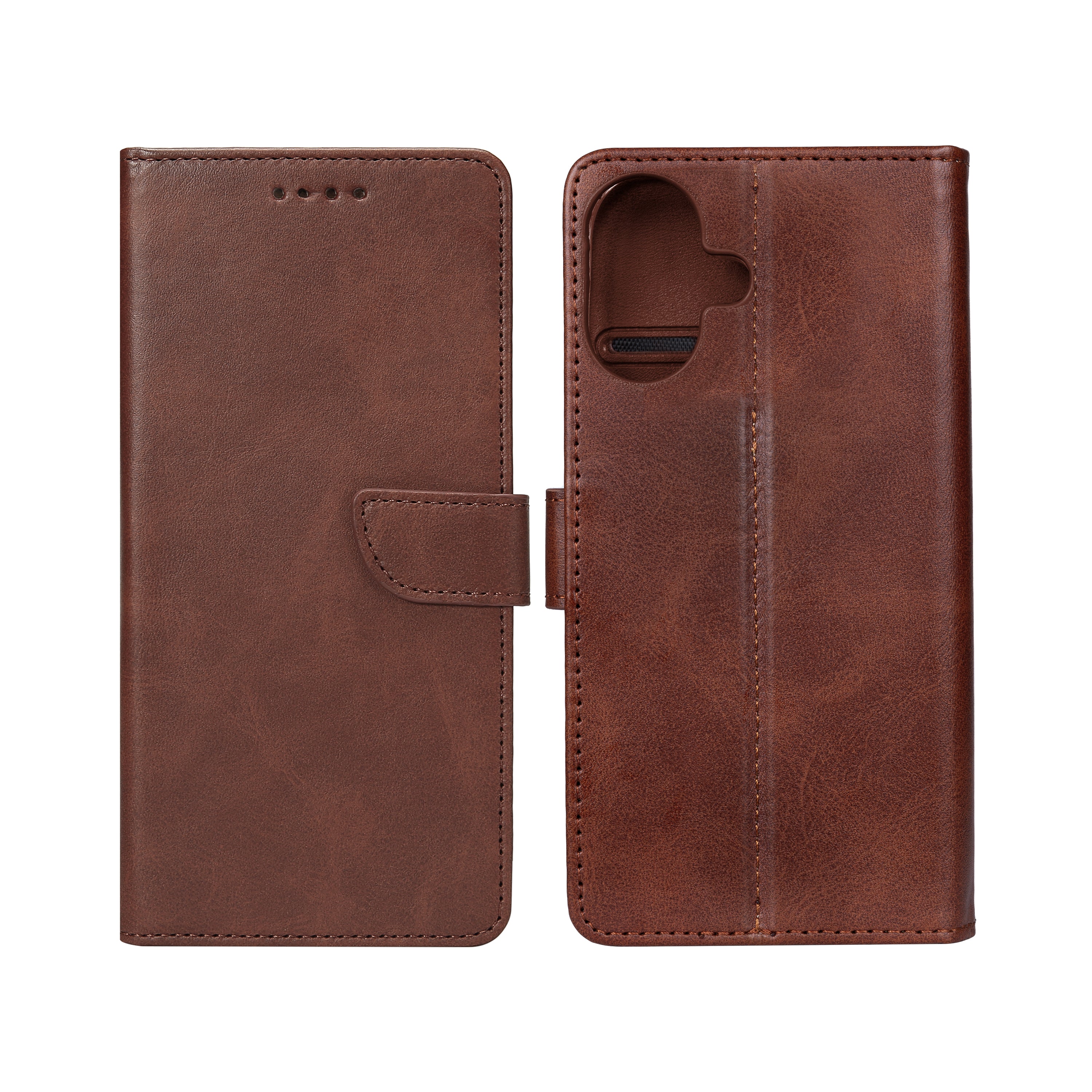 Rixus Bookcase For iPhone 16 Brown