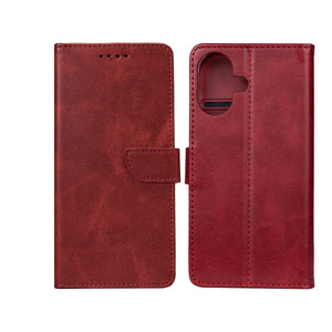 Rixus Bookcase For iPhone 16 Dark Red