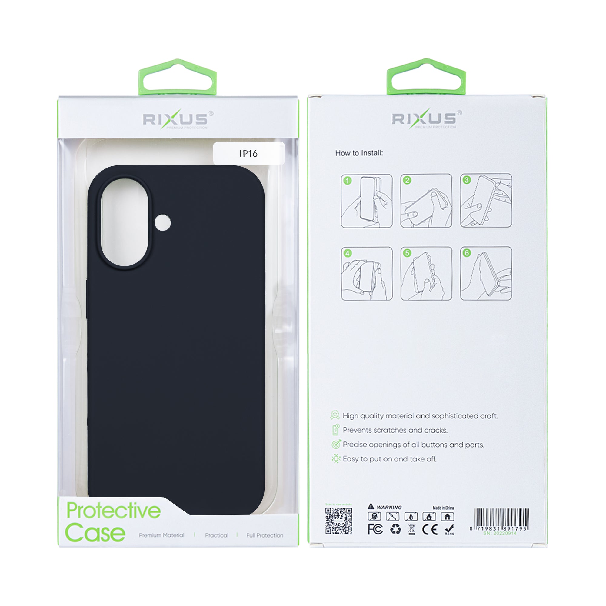 Rixus For iPhone 16 Soft TPU Phone Case With MagSafe Black