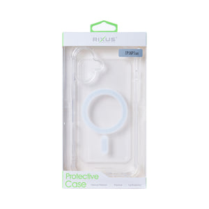 Rixus For iPhone 16 Plus Anti-Burst Case With MagSafe Transparent