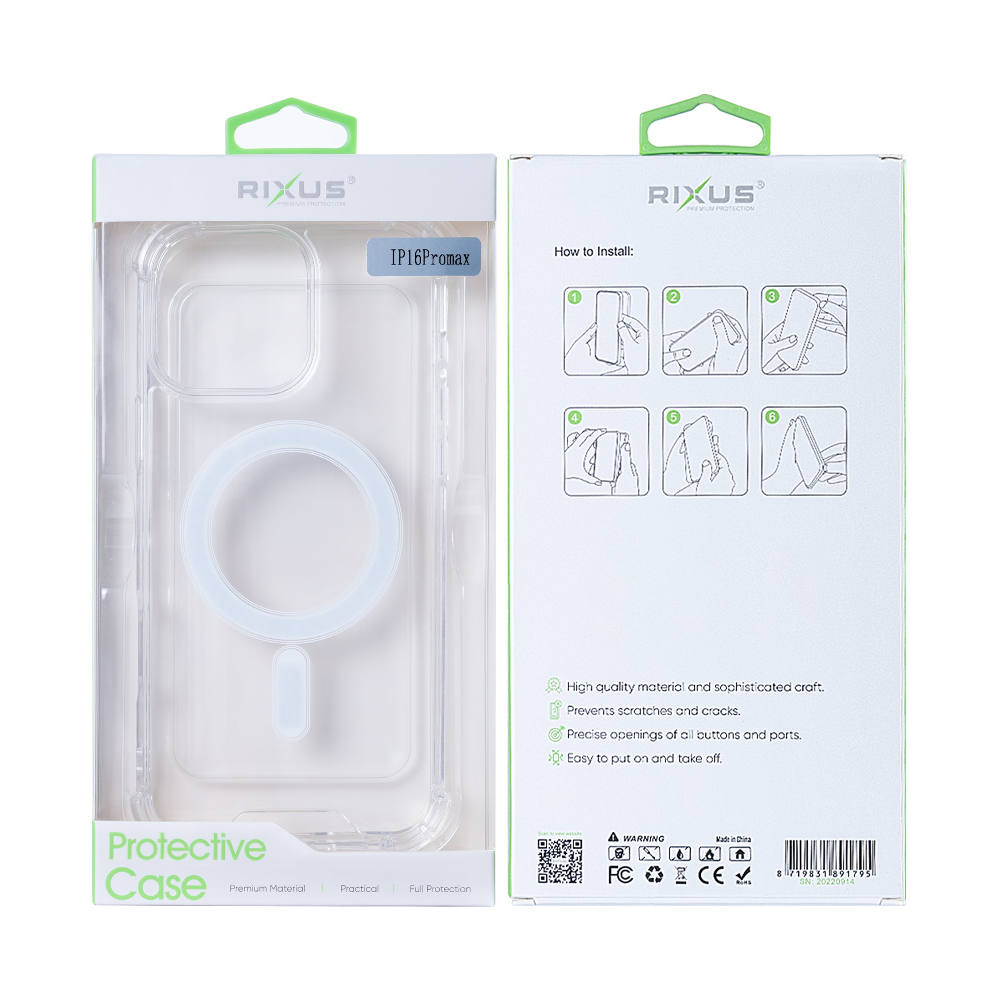 Rixus For iPhone 16 Pro Max Anti-Burst Case With MagSafe Transparent