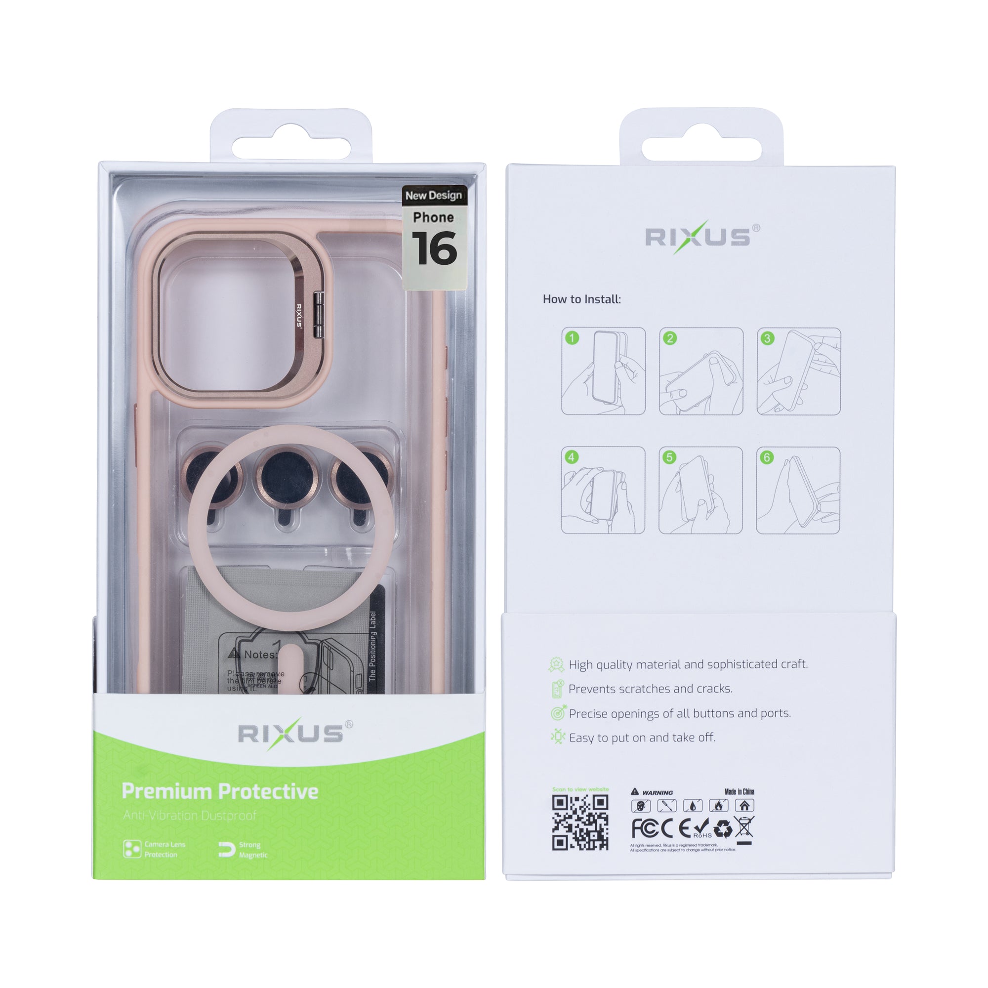 Rixus Classic 03 Case With MagSafe For iPhone 16 Light Pink