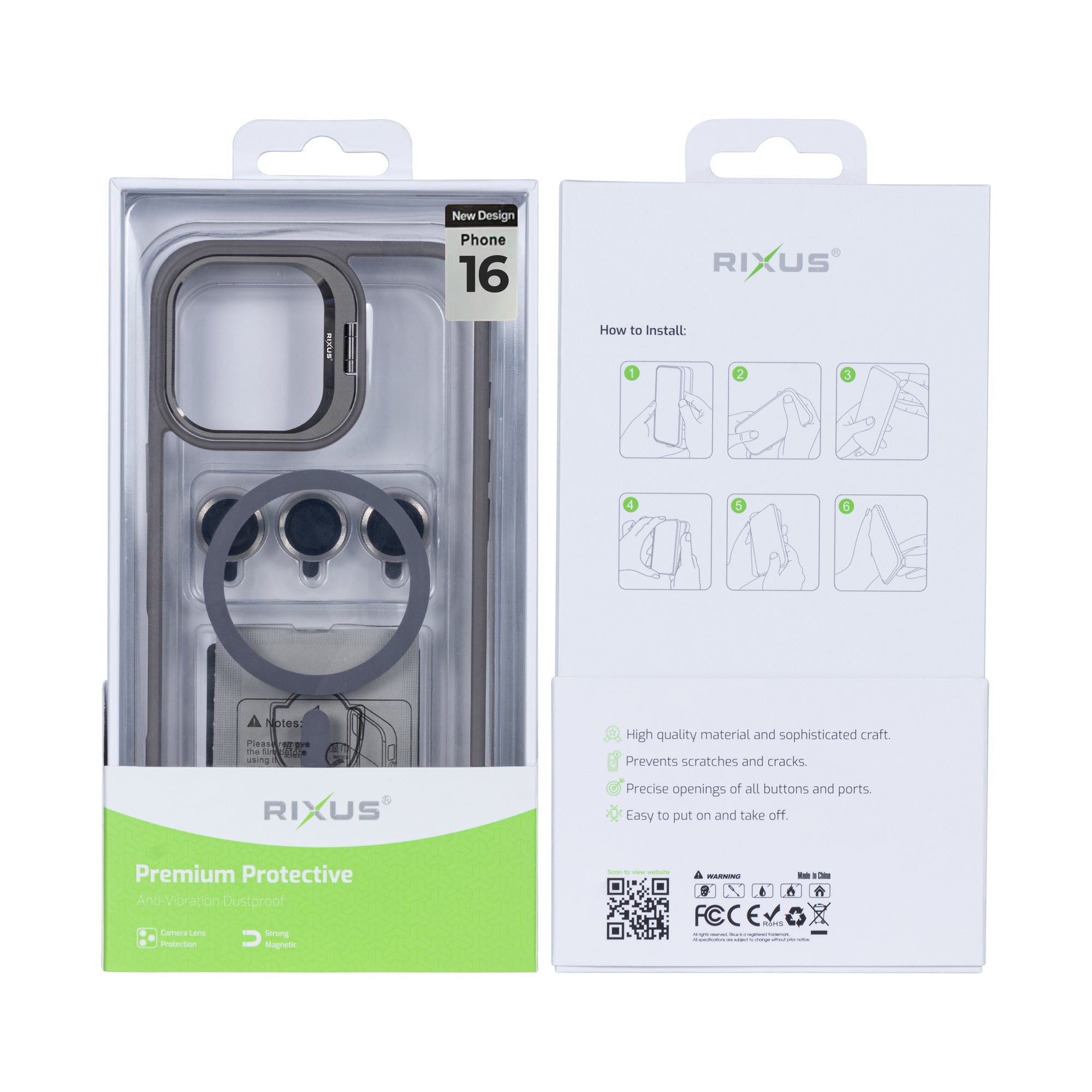 Rixus Classic 03 Case With MagSafe For iPhone 16 Titanium Grey
