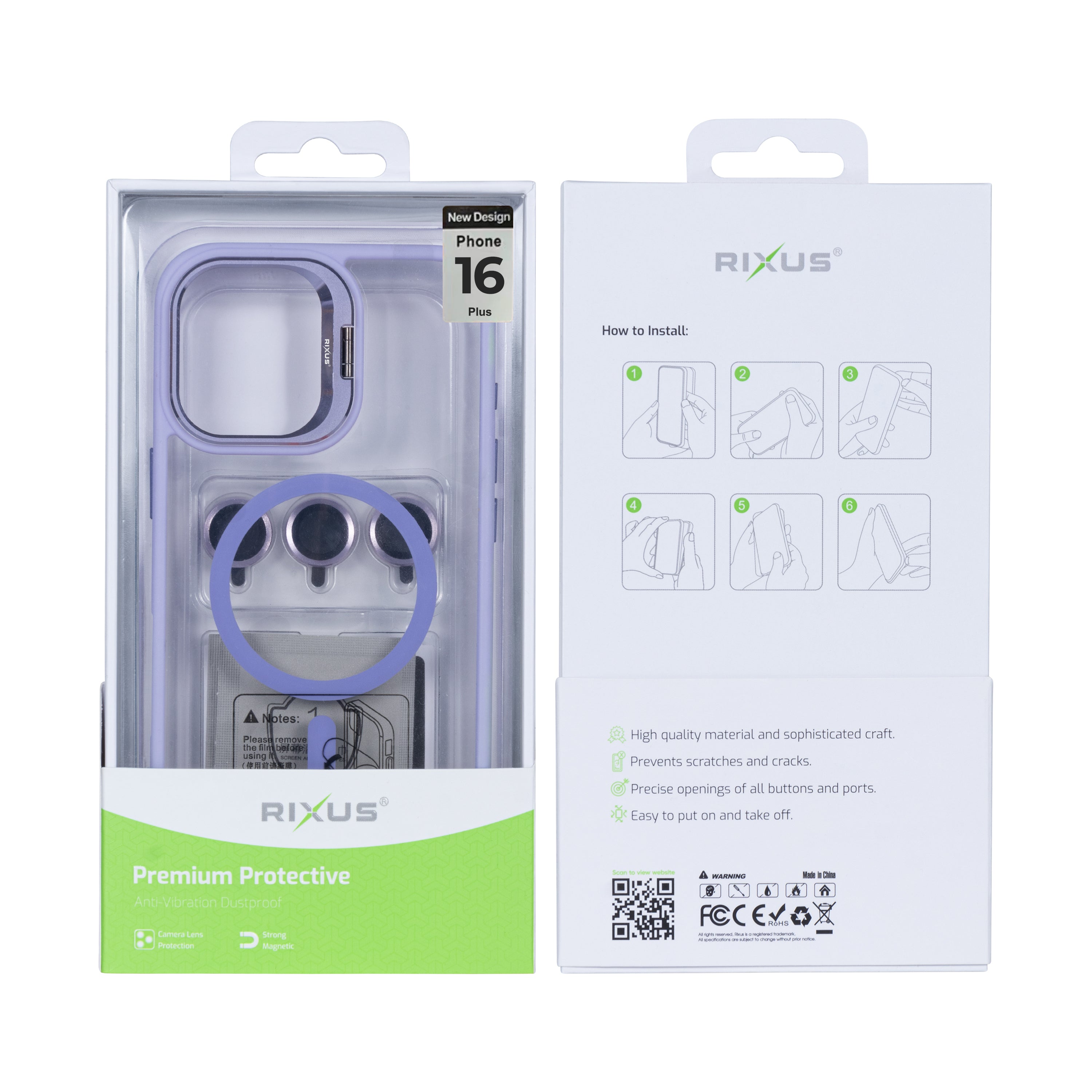 Rixus Classic 03 Case With MagSafe For iPhone 16 Plus Light Purple