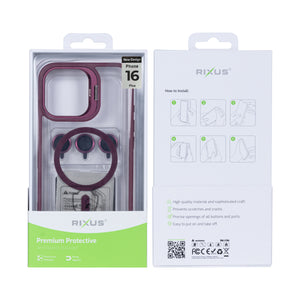 Rixus Classic 03 Case With MagSafe For iPhone 16 Plus Dark Pink