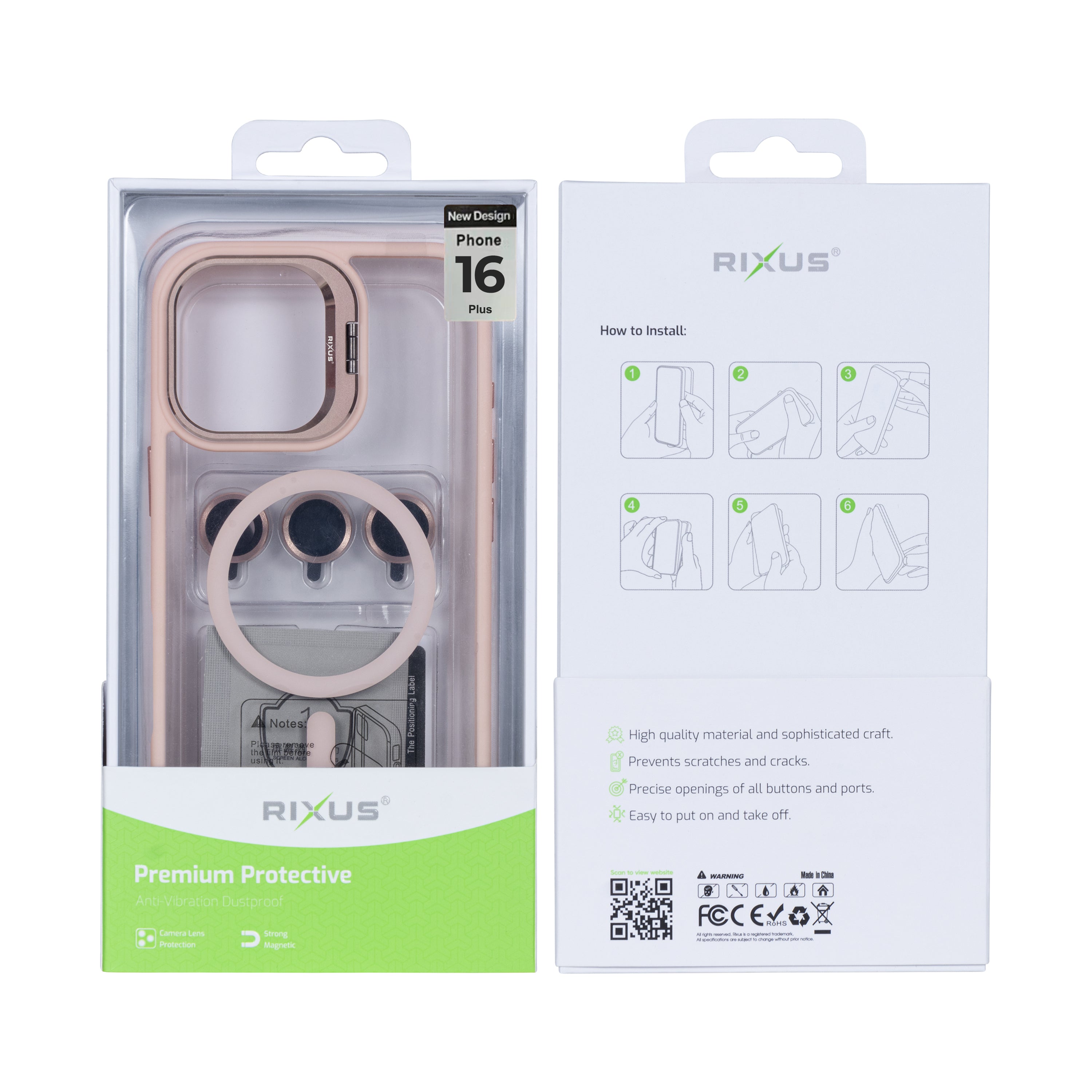 Rixus Classic 03 Case With MagSafe For iPhone 16 Plus Light Pink