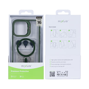 Rixus Classic 03 Case With MagSafe For iPhone 16 Plus Dark Green