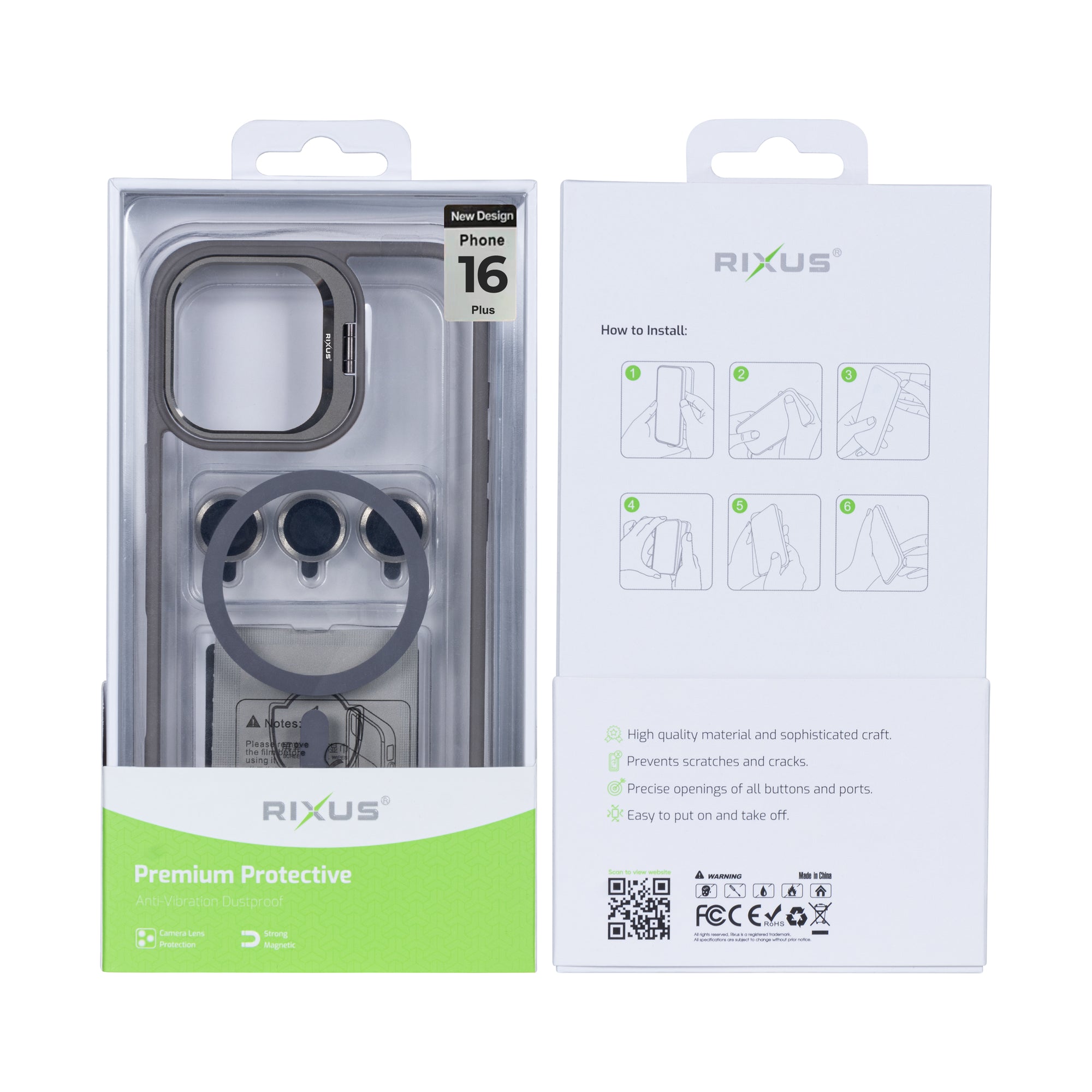 Rixus Classic 03 Case With MagSafe For iPhone 16 Plus Titanium Grey