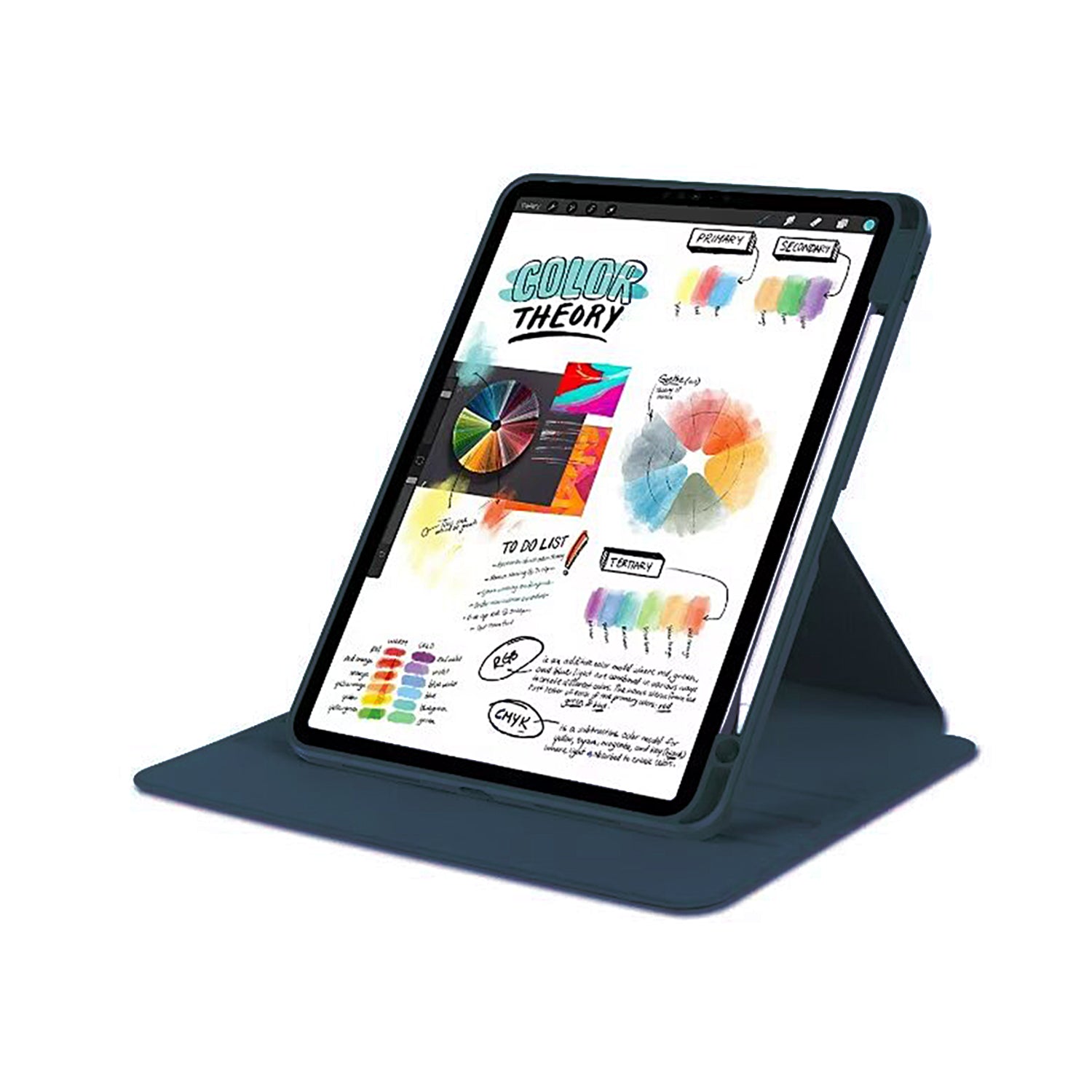 For iPad Pro 13" (2024) PU Leather Protective Case Dark Blue