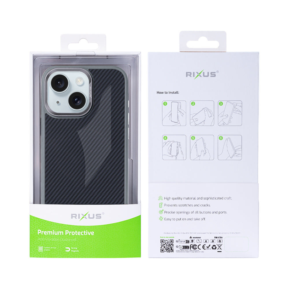 Rixus Mag Carbon With MagSafe For iPhone 13 Titanium Grey