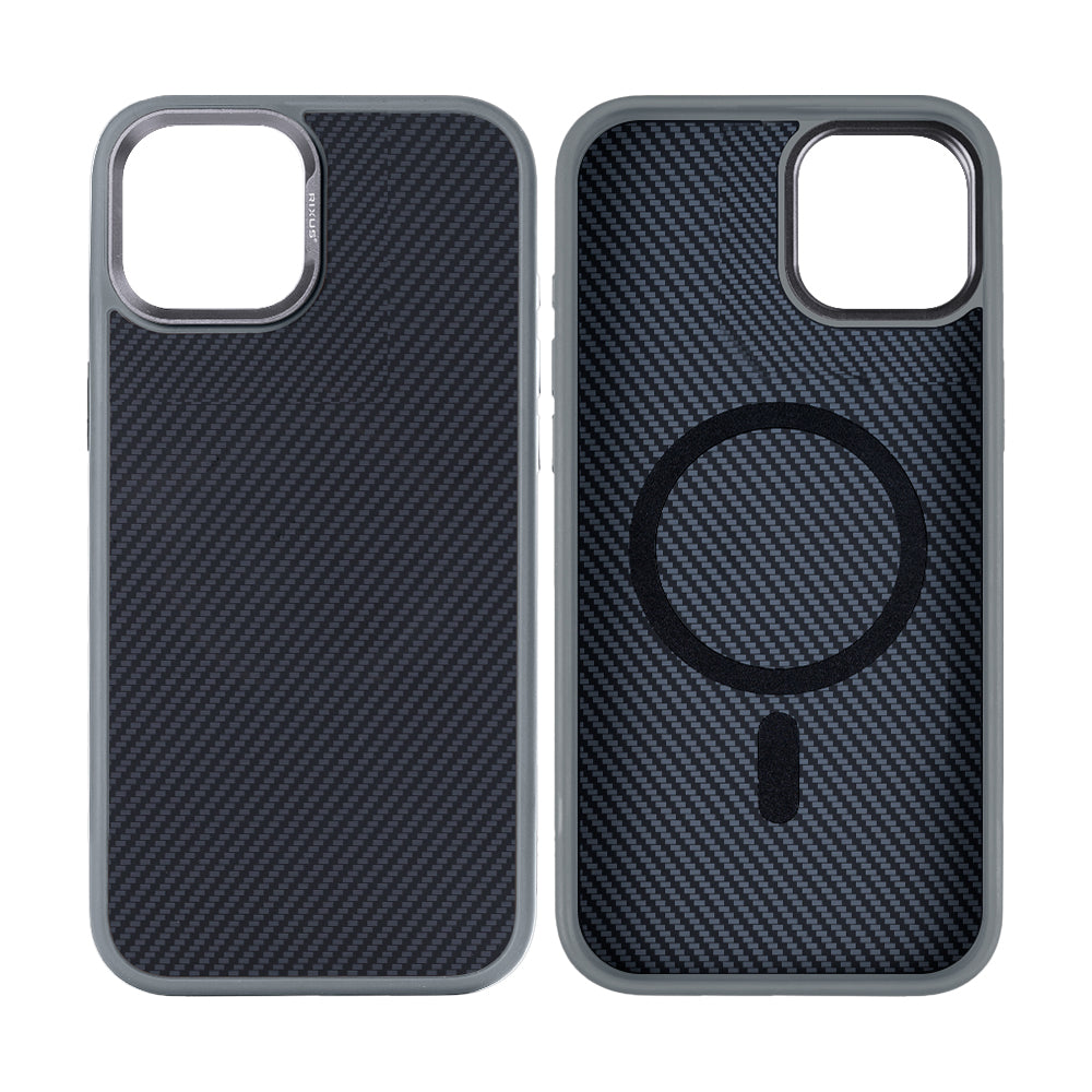 Rixus Mag Carbon With MagSafe For iPhone 14 Titanium Grey