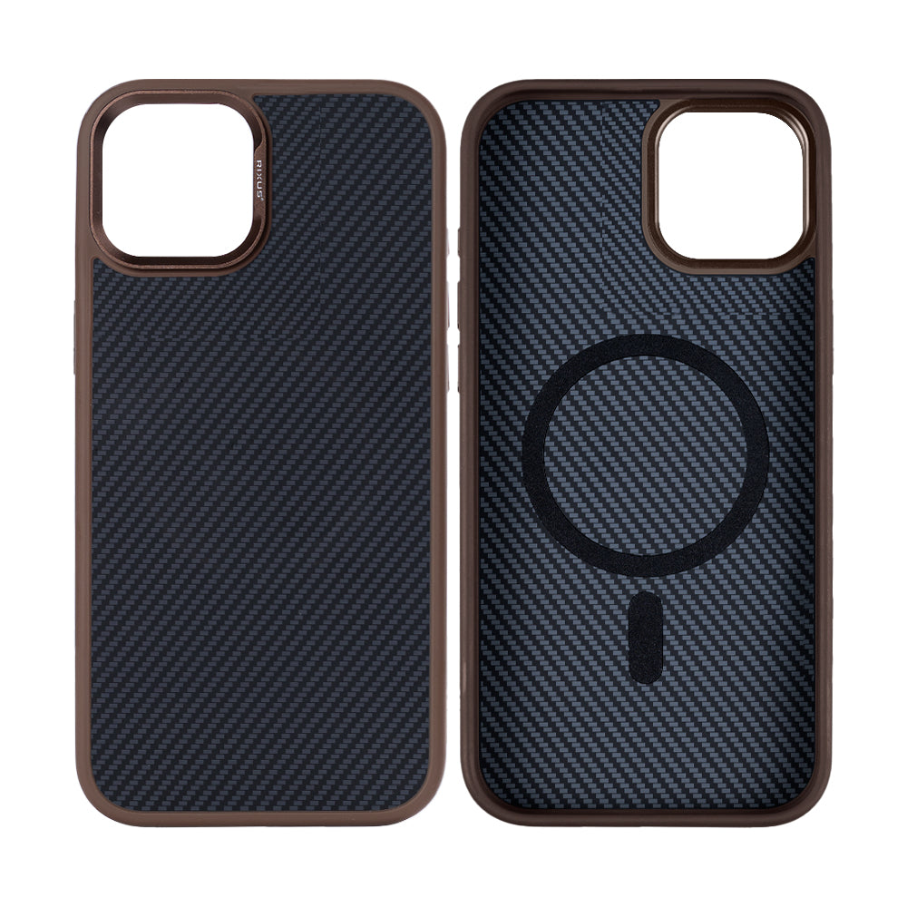 Rixus Mag Carbon With MagSafe For iPhone 14 Brown
