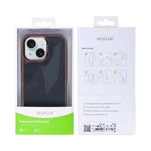 Rixus Mag Carbon With MagSafe For iPhone 14 Brown