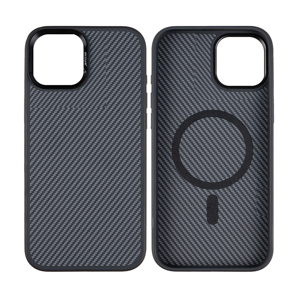 Rixus Mag Carbon With MagSafe For iPhone 14 Titanium Black