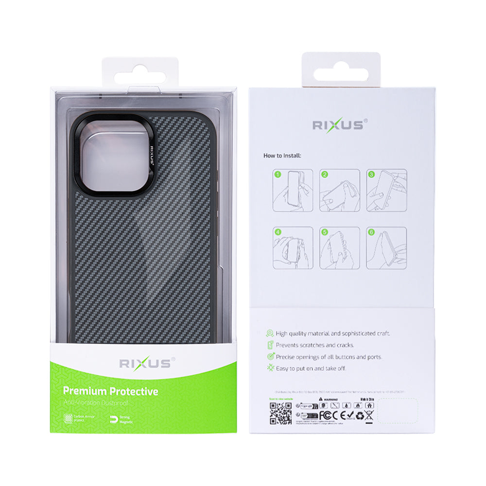 Rixus Mag Carbon With MagSafe For iPhone 14 Titanium Black
