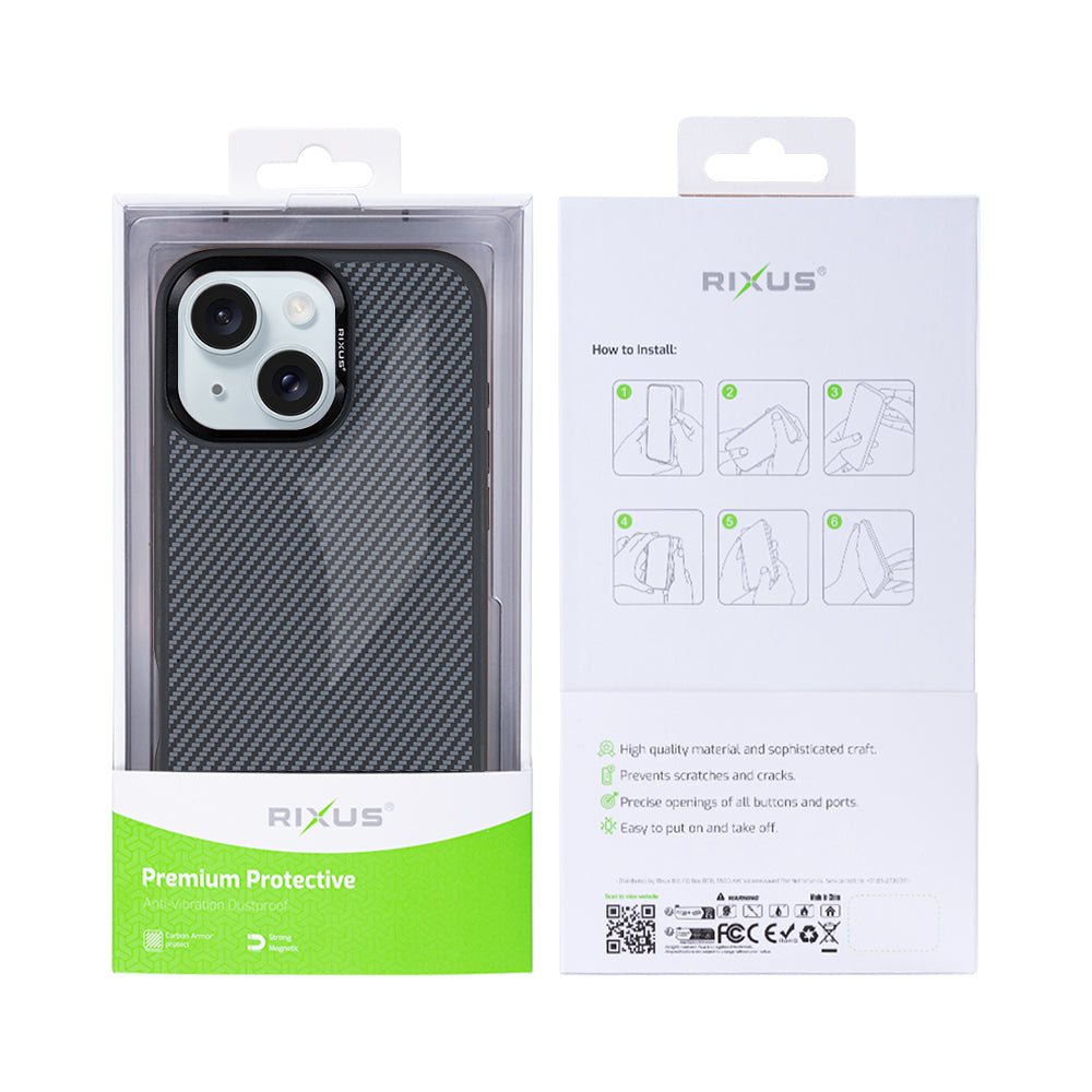 Rixus Mag Carbon With MagSafe For iPhone 14 Titanium Black