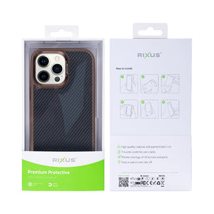 Rixus Mag Carbon With MagSafe For iPhone 14 Pro Brown
