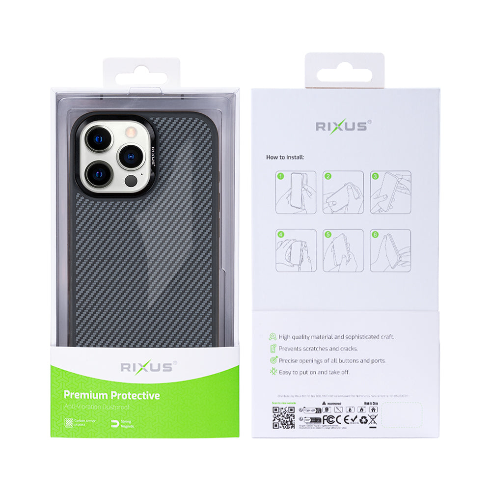 Rixus Mag Carbon With MagSafe For iPhone 14 Pro Titanium Black