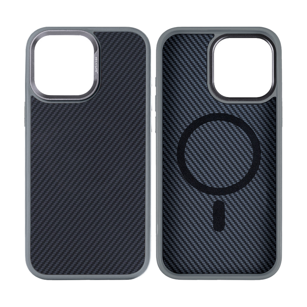 Rixus Mag Carbon With MagSafe For iPhone 14 Pro Max Titanium Grey