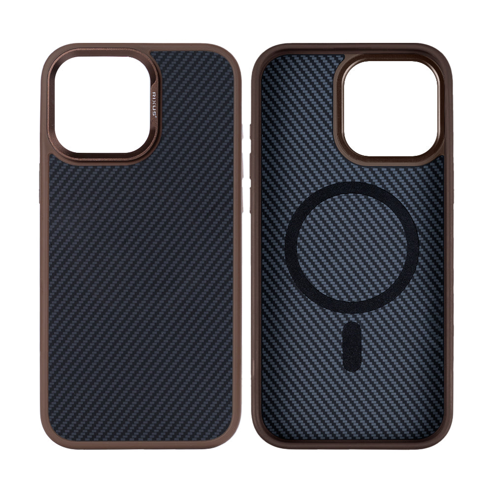 Rixus Mag Carbon With MagSafe For iPhone 14 Pro Max Brown