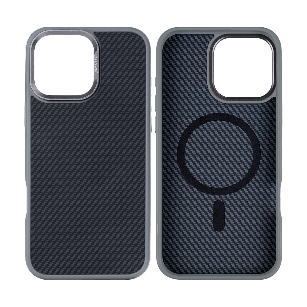 Rixus Mag Carbon With MagSafe For iPhone 16 Pro Titanium Grey