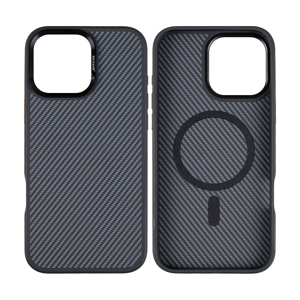 Rixus Mag Carbon With MagSafe For iPhone 16 Pro Titanium Black