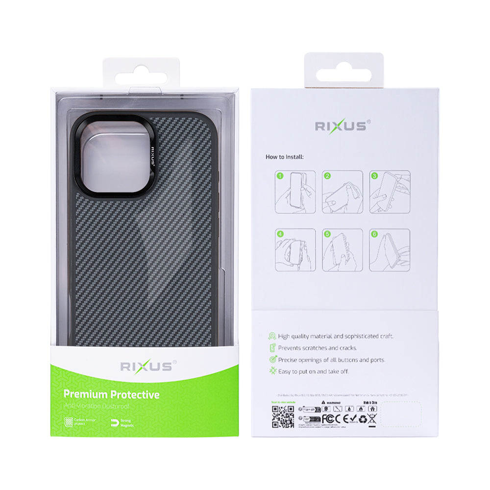 Rixus Mag Carbon With MagSafe For iPhone 16 Pro Titanium Black