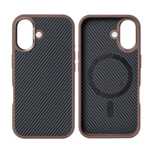 Rixus Mag Carbon With MagSafe For iPhone 16 Plus Brown
