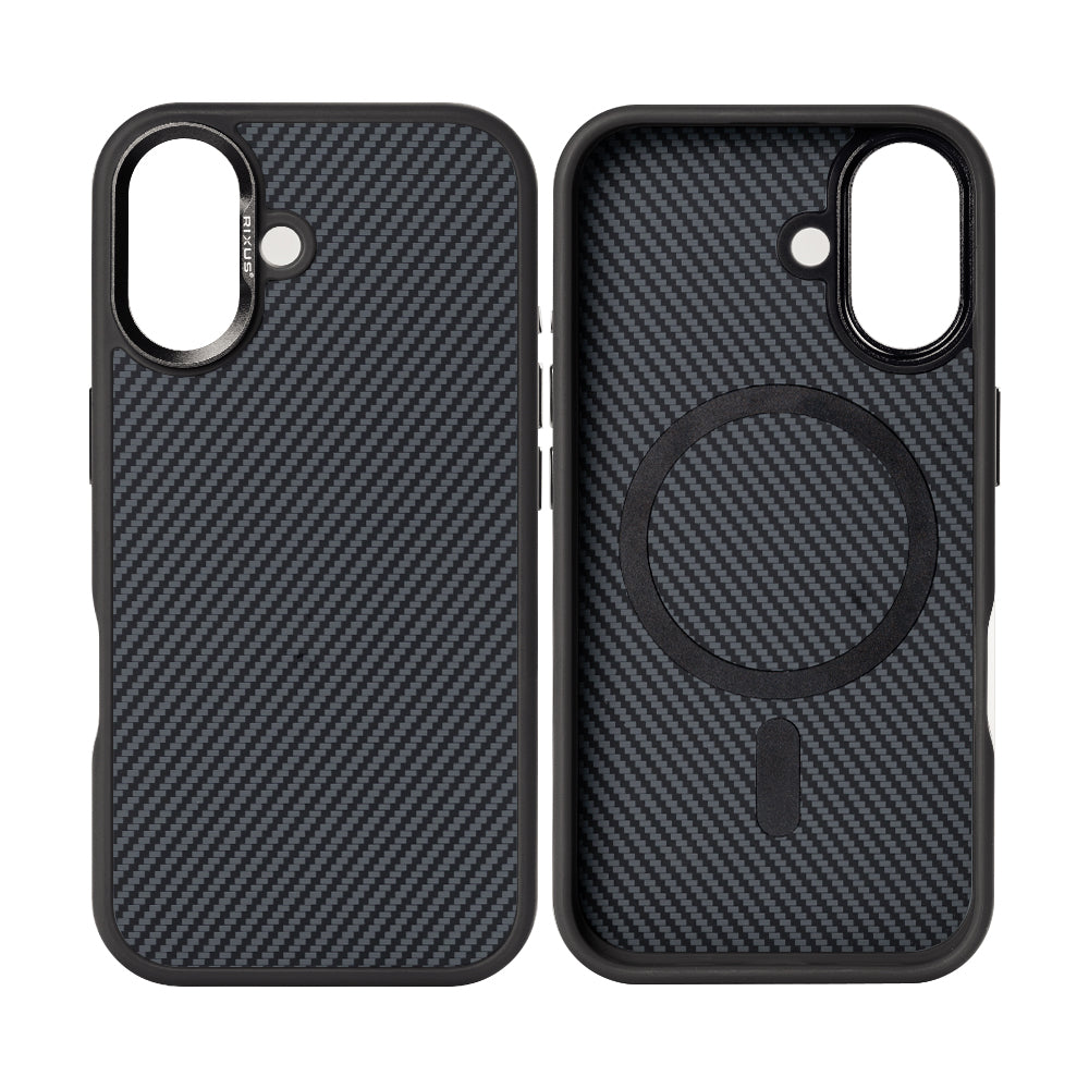 Rixus Mag Carbon With MagSafe For iPhone 16 Plus Titanium Black
