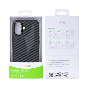 Rixus Mag Carbon With MagSafe For iPhone 16 Plus Titanium Black
