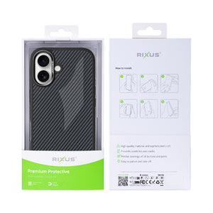 Rixus Mag Carbon With MagSafe For iPhone 16 Plus Titanium Black