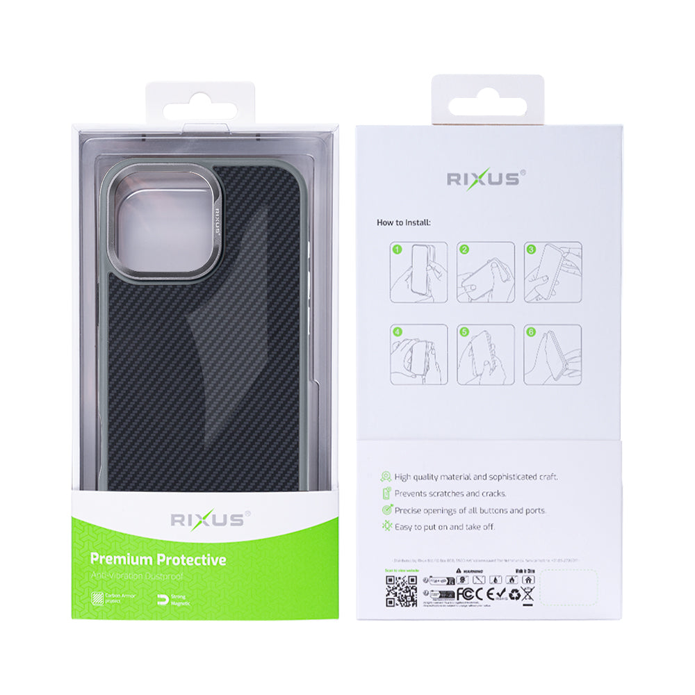 Rixus Mag Carbon With MagSafe For iPhone 16 Pro Max Titanium Grey