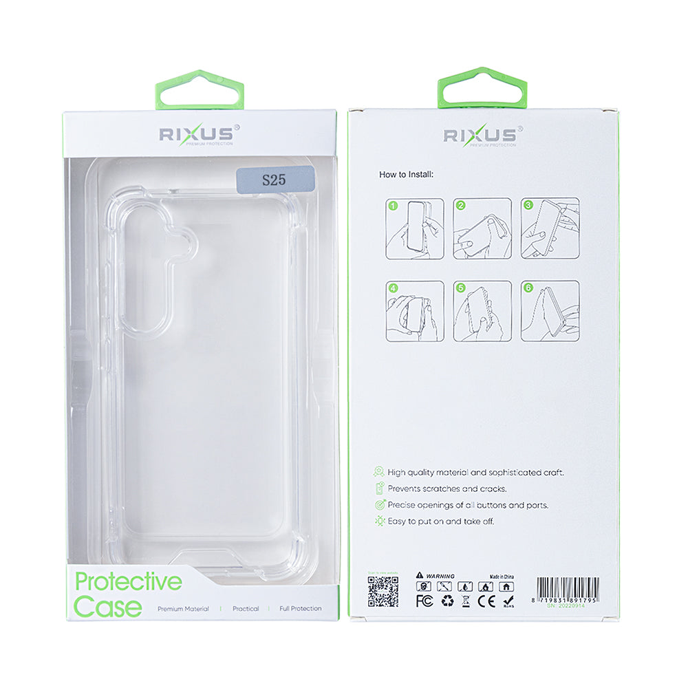 Rixus Anti-Burst Case For Samsung Galaxy S25 S9310 Transparent